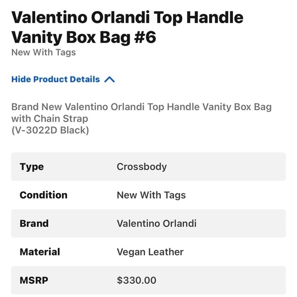 NWT Valentino Orlandi Top Handle Vanity Box Bag MSRP $330 🔥🔥 - Picture 3 of 3